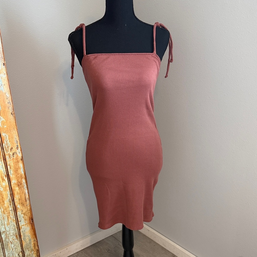 Wild Fable Dusty Rose Ribbed Mini Dress